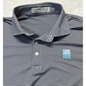 Holderness & Bourne Shirt Mens XL Navy Stripe Polo Tailored Fit The Perkins Golf